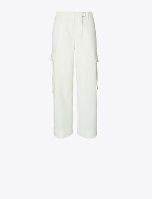 Tory Burch Cotton Cargo Pant In White