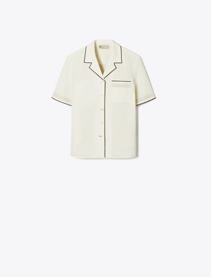 Tory Burch Linen Camp Shirt In White