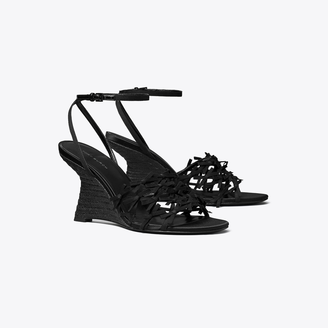 Tory Burch Mini Bow Espadrille Wedge In Black