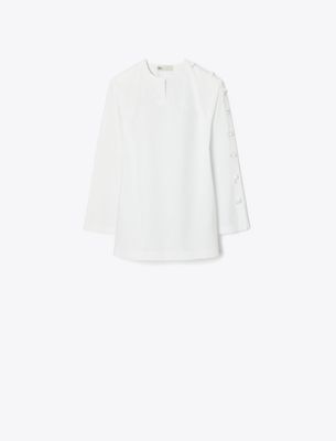 Tory Burch Cotton Poplin Knot Tunic In White