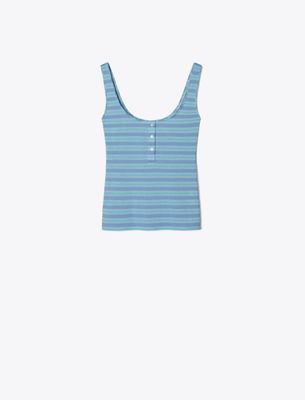 Tory Burch Jersey Striped Tank In Blue