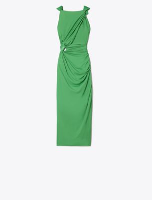 Tory Burch Viscose Knot Dress In Green