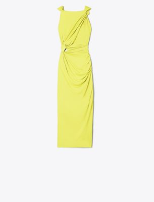 Tory Burch Viscose Knot Dress In Yellow