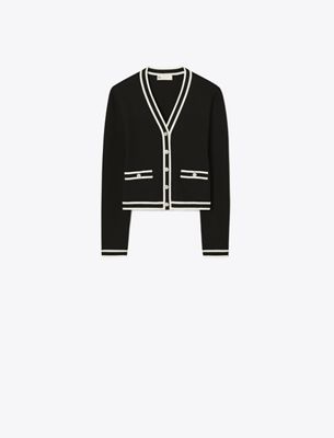 Tory Burch Shrunken Kendra Cardigan In Black