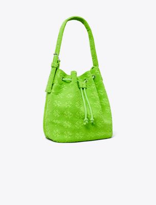 Tory Burch Damen Oversize Bucket Bag Aus Terry Mit T-monogramm In Green