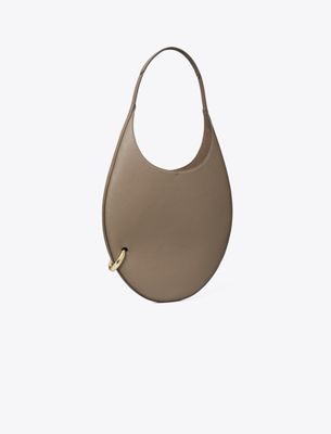 Tory Burch Pierced Pebbled Handbag In Brown