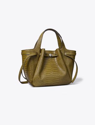 Tory Burch Small Romy Croc-embossed Tote In Brown