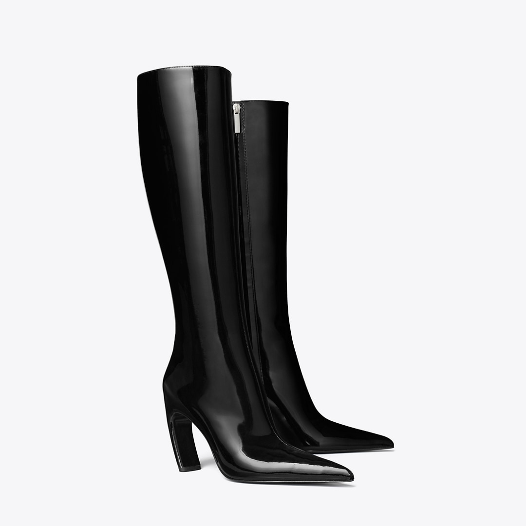 Tory Burch Tall Patent Boot In Black