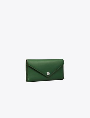 Tory Burch Pebble Envelope Long Wallet In Green