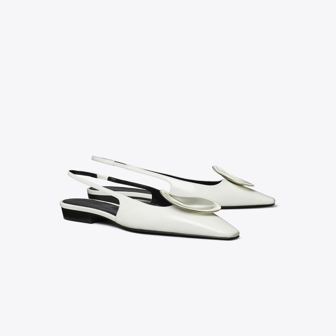 Tory Burch Patos Slingback Flat In White
