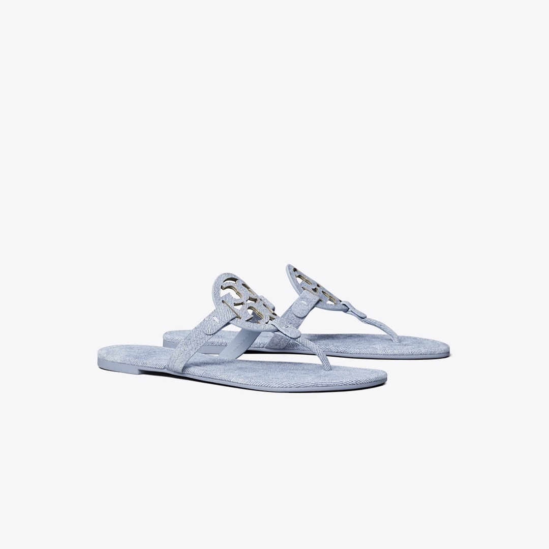Tory Burch Miller Printed Suede Sandal In Blue