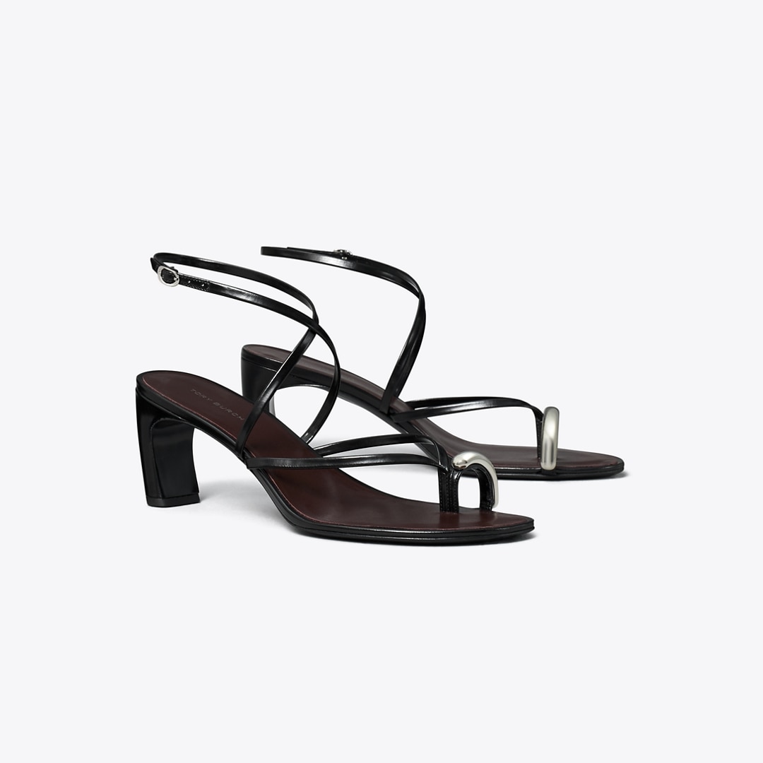 Tory Burch Pierced Multi-strap Heeled Sandal In Multi