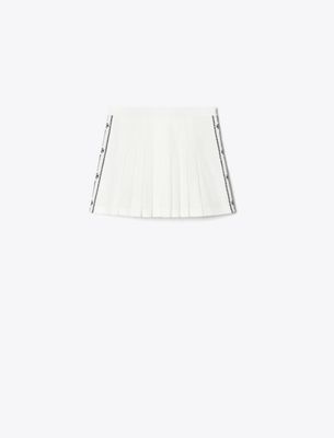 Tory Sport Tory Burch Pleated Side Logo Tennis Skirt In White