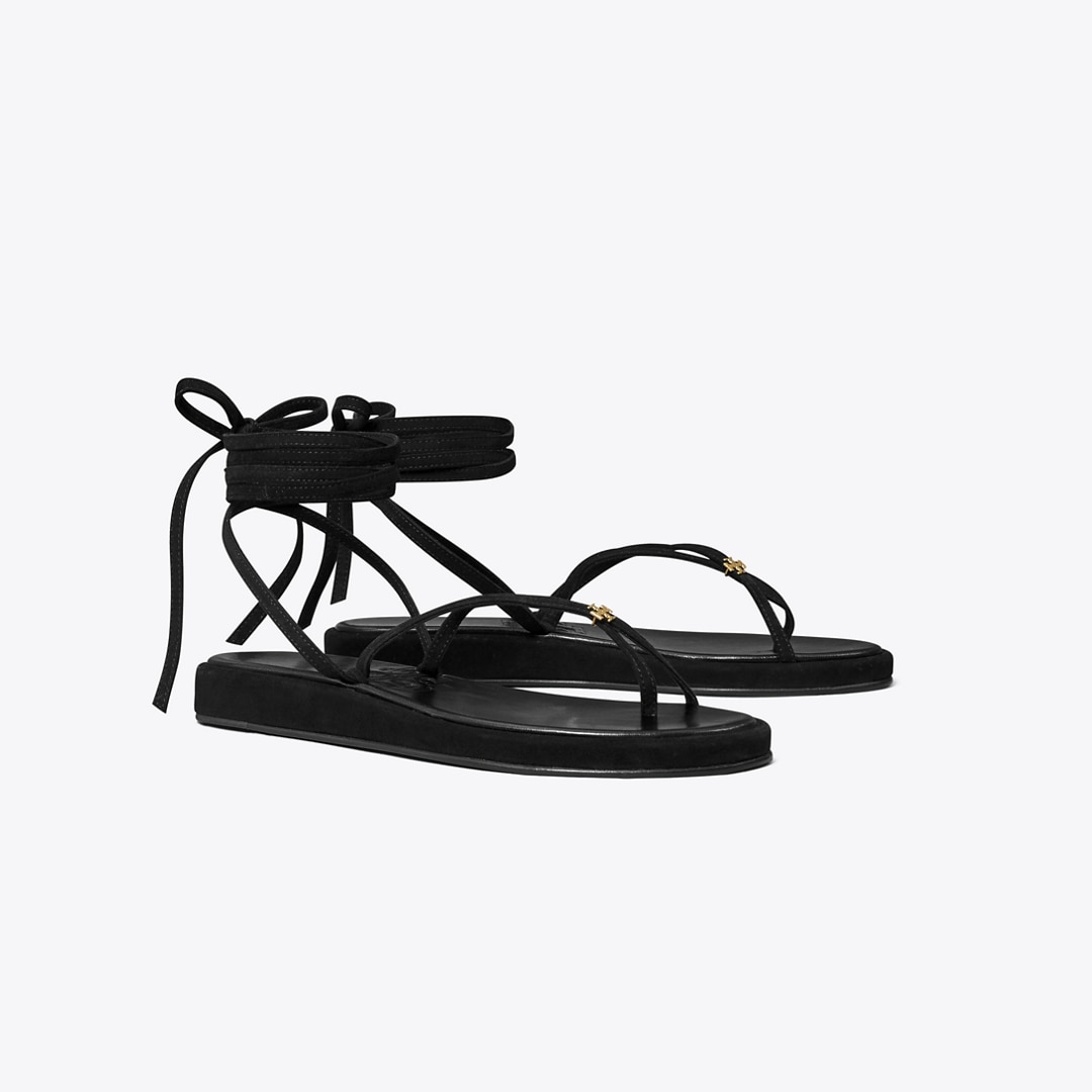 Tory Burch Capri Ankle Wrap Sandal In Black