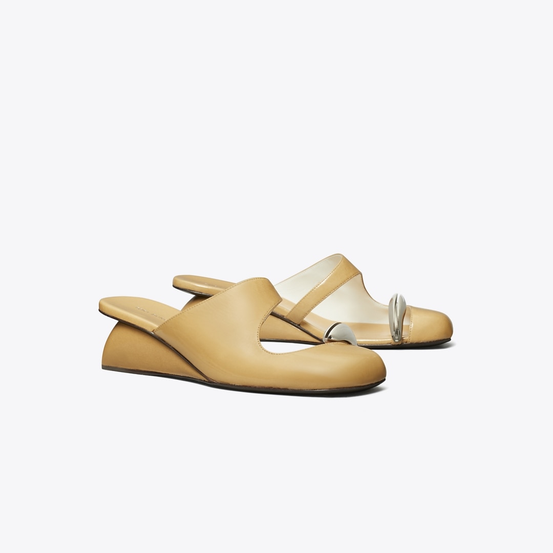 Tory Burch Pierced Mule Wedge In Animal Print