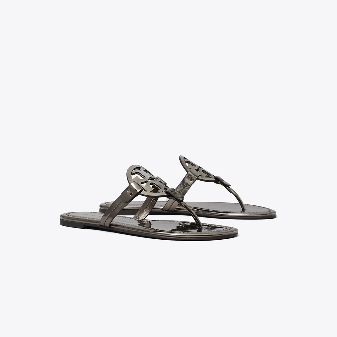 Tory Burch Miller Metallic Sandal In Gray