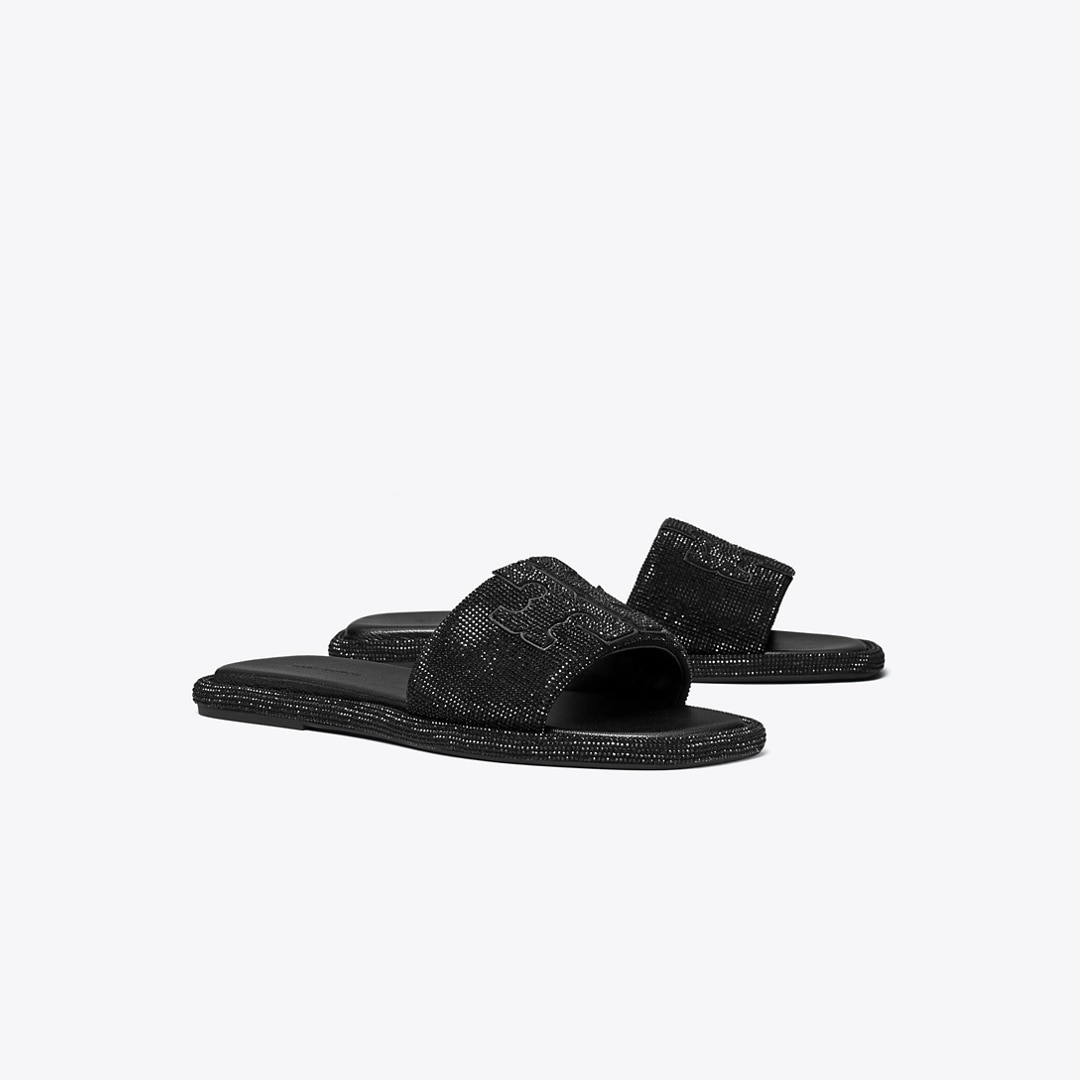 Tory Burch Pavé Double T Burch Slide In Animal Print