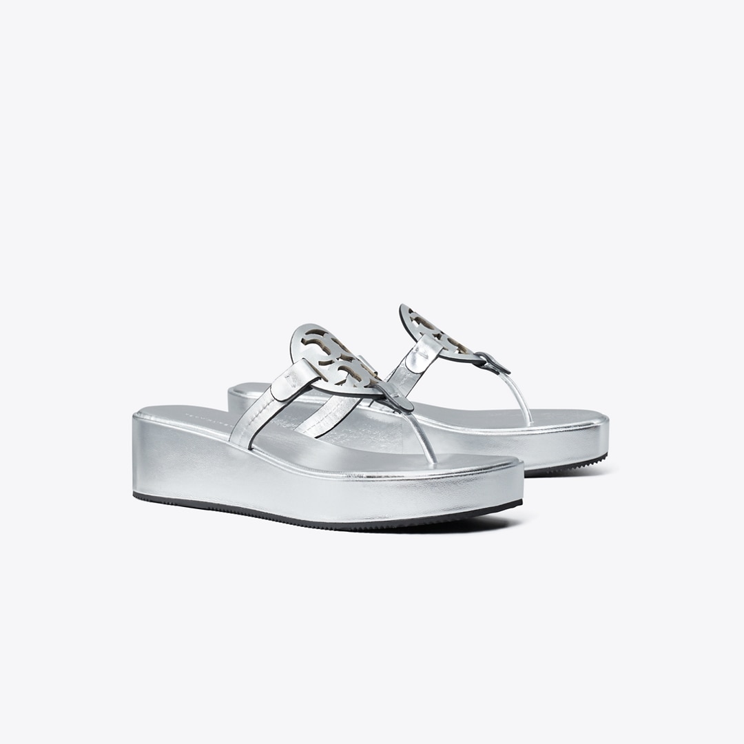 Tory Burch Miller Metallic Wedge Sandal In Multi