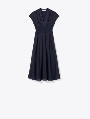 Tory Burch Striped Cotton Dress In Blue