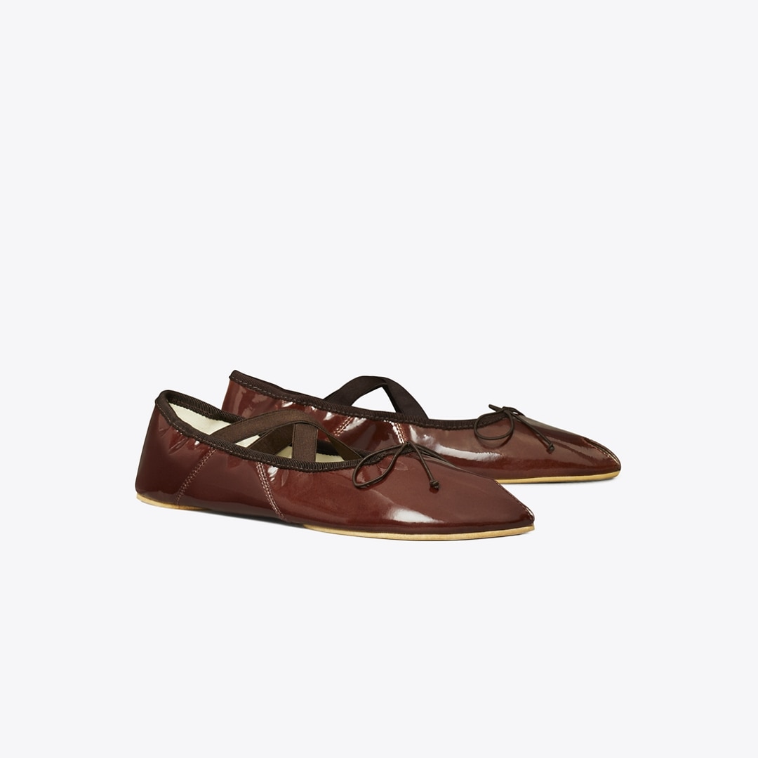 Tory Burch Peep-toe Mary Jane Ballet In Brown