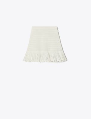 Tory Burch Crochet Cotton Skirt In White