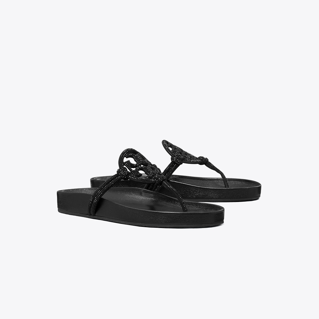 Tory Burch Miller Cloud Pavé Knotted Sandal In Black