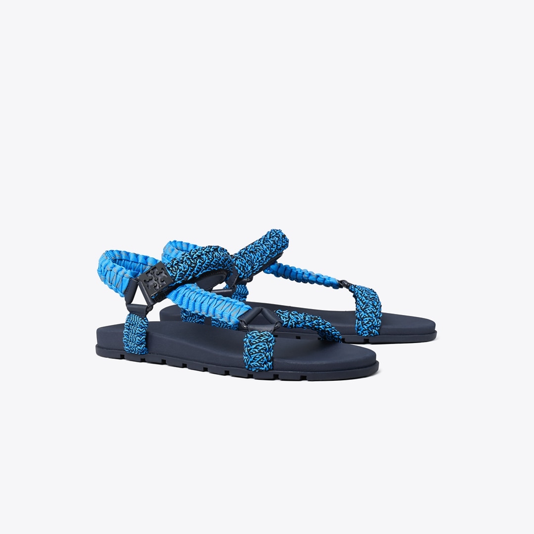 Tory Burch Mellow Trail Rope Sandal In Blue
