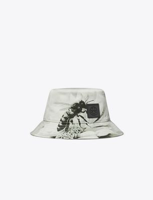 Tory Burch Printed Bucket Hat In Gray