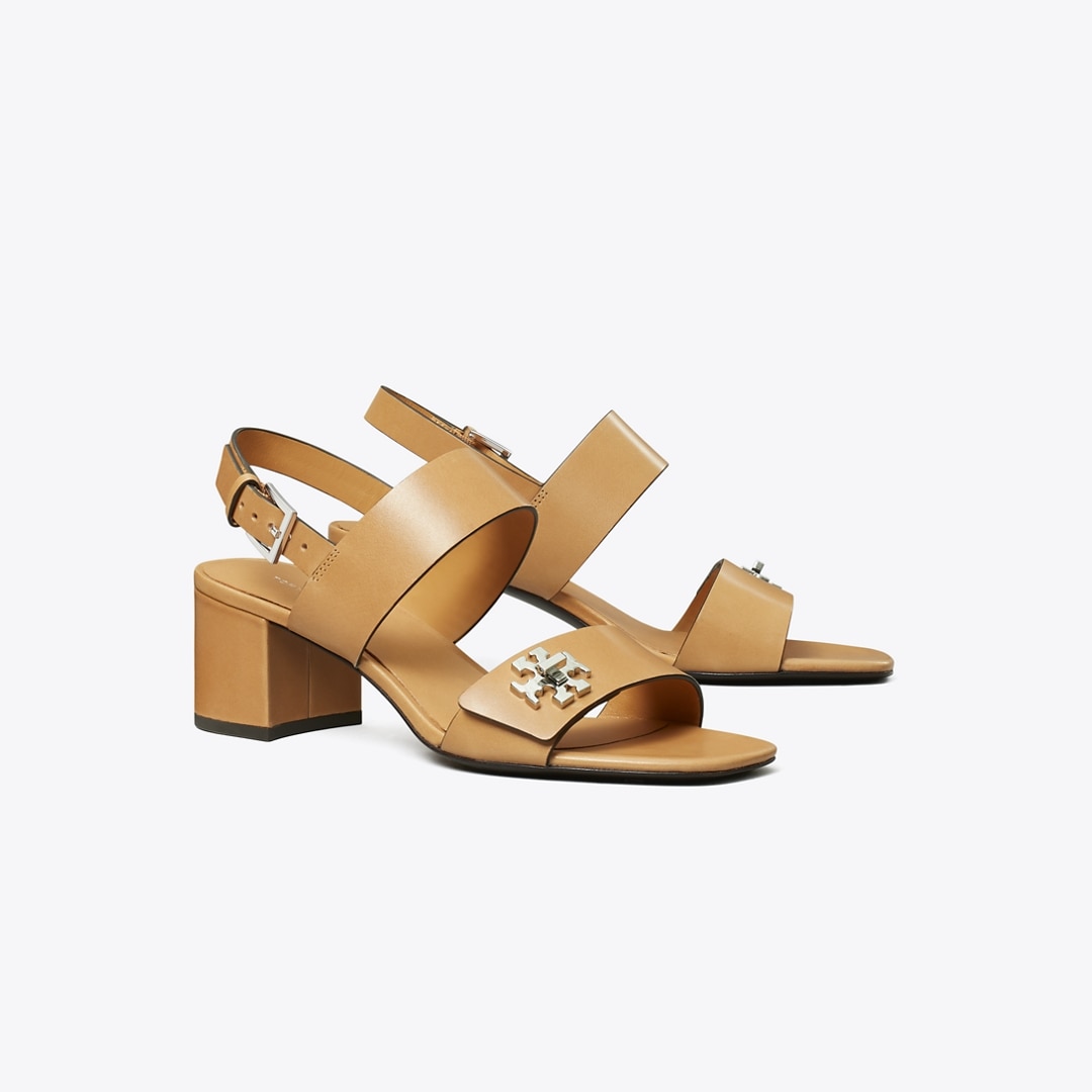 Tory Burch Turnlock Heeled Sandal In Brown