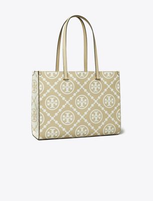 Tory Burch T Monogram Contrast Embossed Tote In Sand