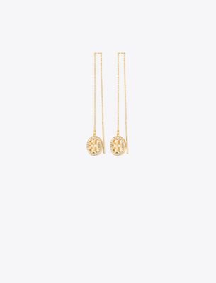 Tory Burch Icon Pavé Threader Earrings In Gold