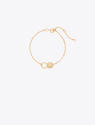 Tory Burch Icon Pavé Interlocking Chain Bracelet In Gold