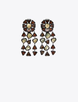Tory Burch Curiosity Resin Chandelier Earrings In Black