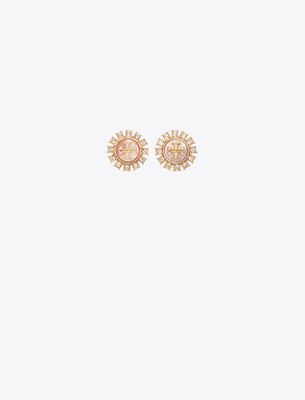 Tory Burch Moondance Crystal Stud Earrings In Gold