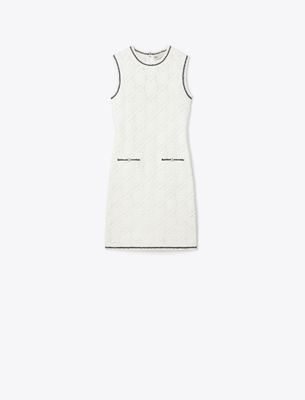 Tory Burch Cotton Pointelle Knitted Tank Dress In White