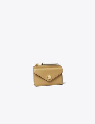 Tory Burch Pebble Envelope Zip Card Case In Brown