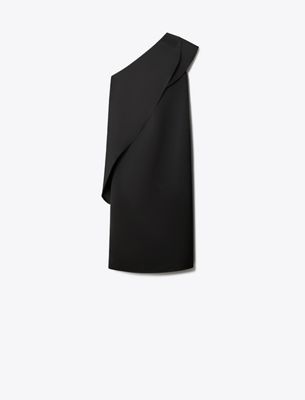 Tory Burch Satin Cape Dress In Black