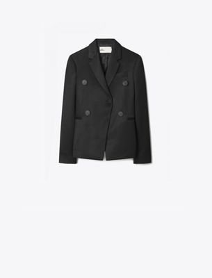 Tory Burch Twill Blazer In Black