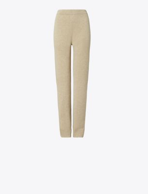 Tory Burch Wool Knitted Trousers In Nude