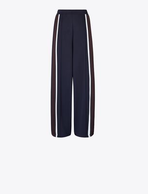 Tory Burch Wide-leg Jersey Track Pant In Brown