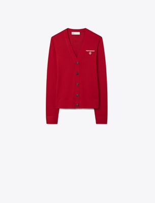 Tory Burch Simone Wool Cardigan In Red