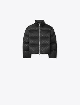 Tory Burch T Monogram Satin Puffer Jacket In Black