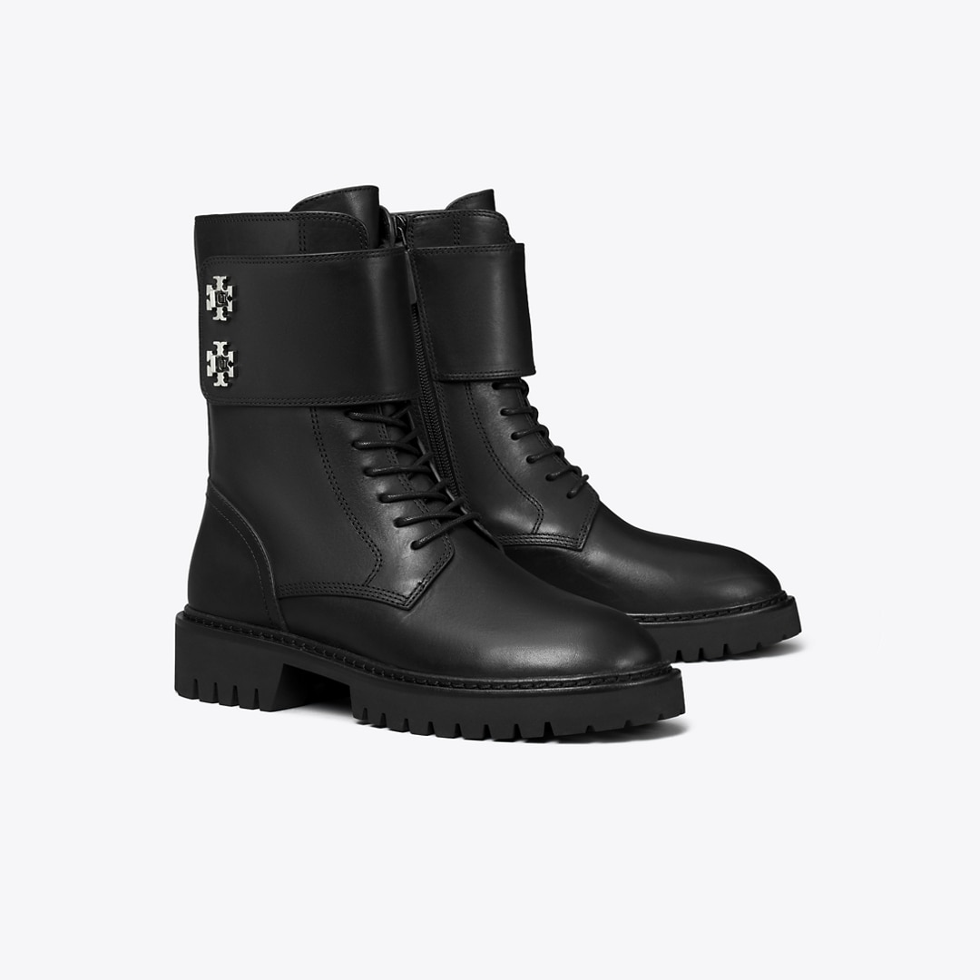 Tory Burch Stylish Lace-up Ankle Strap Booties In Black
