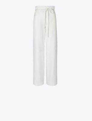 Tory Burch Cotton Wide Leg Pants In White