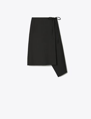Tory Burch Wrap-effect Midi Skirt In Black