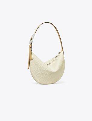 Tory Burch T Monogram Pebble Small Balloon Bag In White