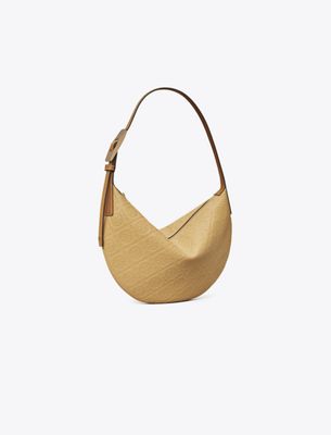 Tory Burch T Monogram Pebble Small Balloon Bag In Brown