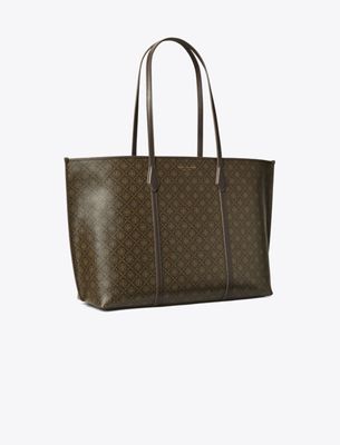 Tory Burch Perry Coated Canvas Tote In Brown