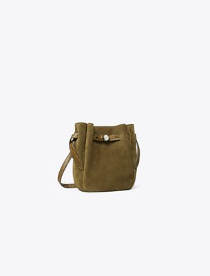 Tory Burch Small Romy Suede Crossbody In Green