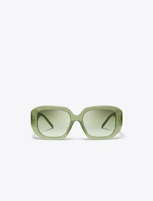 Tory Burch T Monogram Geometric Sunglasses In Brown